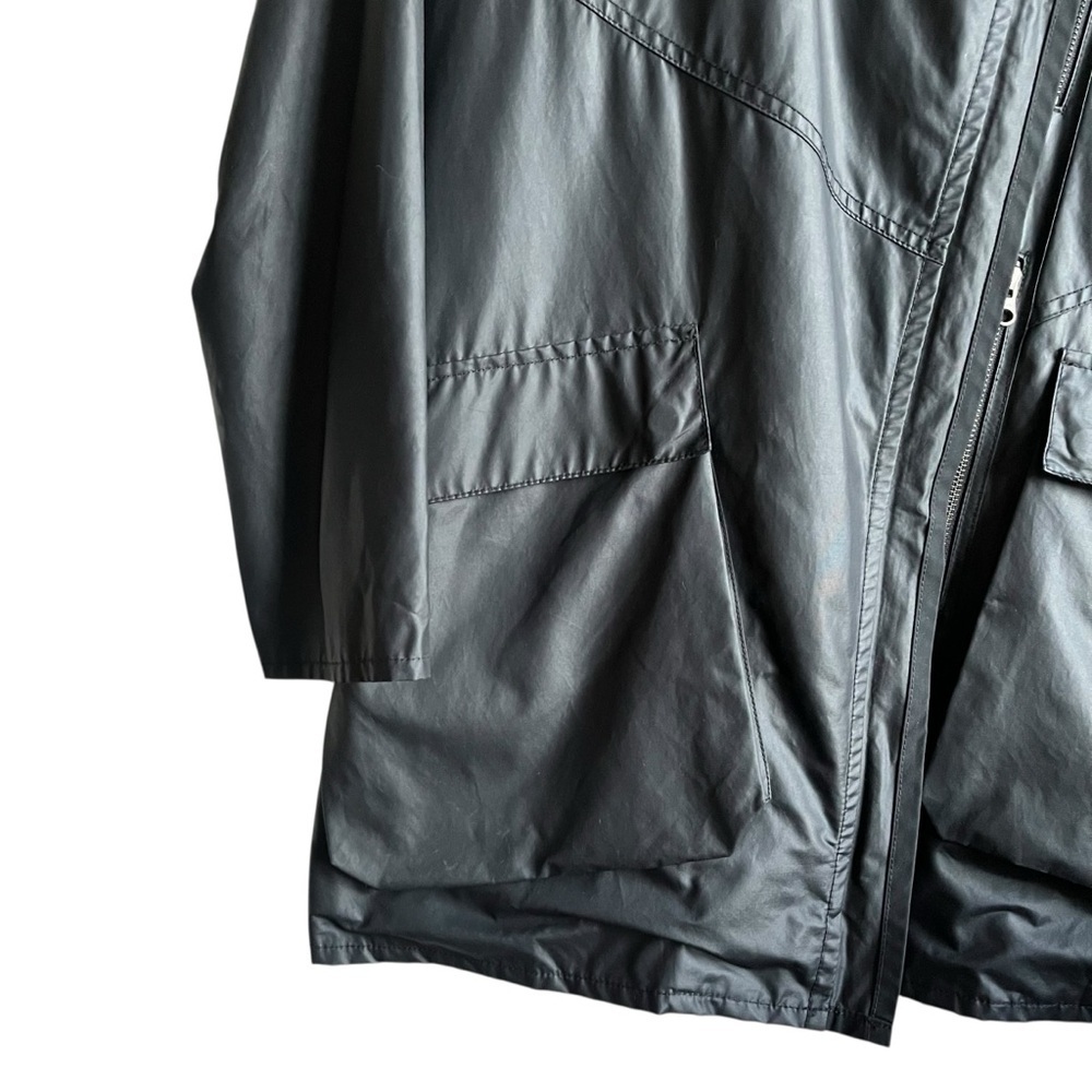 Tess Giberson Asymmetrical Zip Rain Jacket Black Nylon Shell Size 2 - Picture 6 of 14